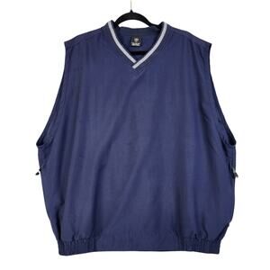 Nike Golf Mens Pullover V Neck Vest Size XL Navy Blue Zip Pocket Windbreaker Y2K